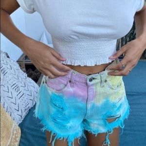 Recycled levi's tie dye Jean short